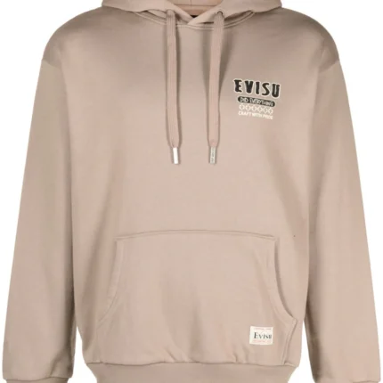 Evisu logo-patch cotton hoodie
